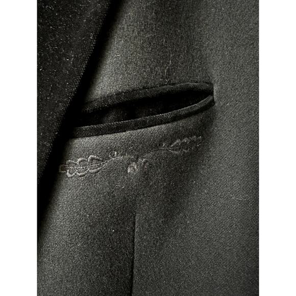 VINTAGE Italian Blazer Jacket 100% Wool 2 Buttons Pockets Mens Embroidered - Picture 4 of 13